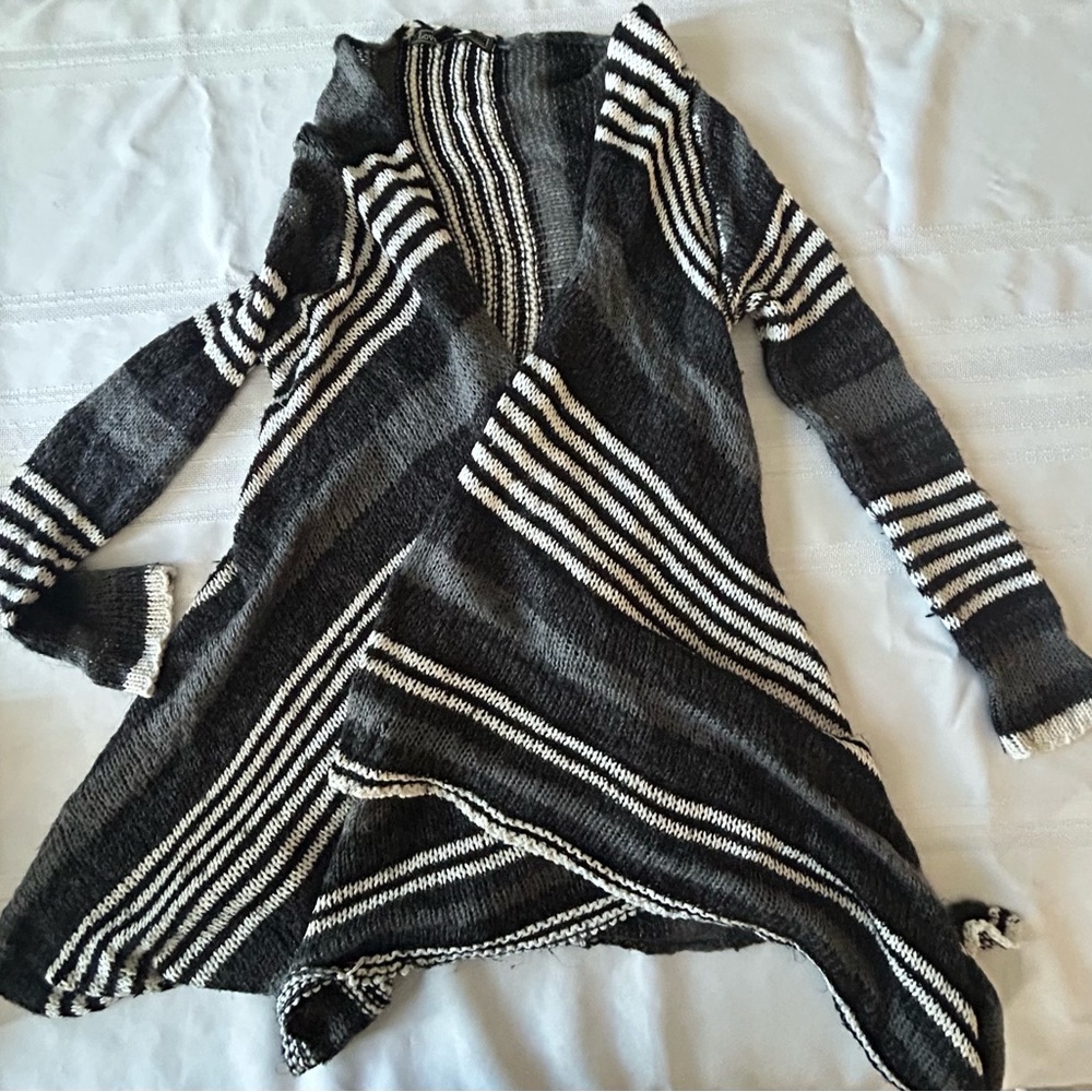 Love Stitch Black and White Striped Cardigan